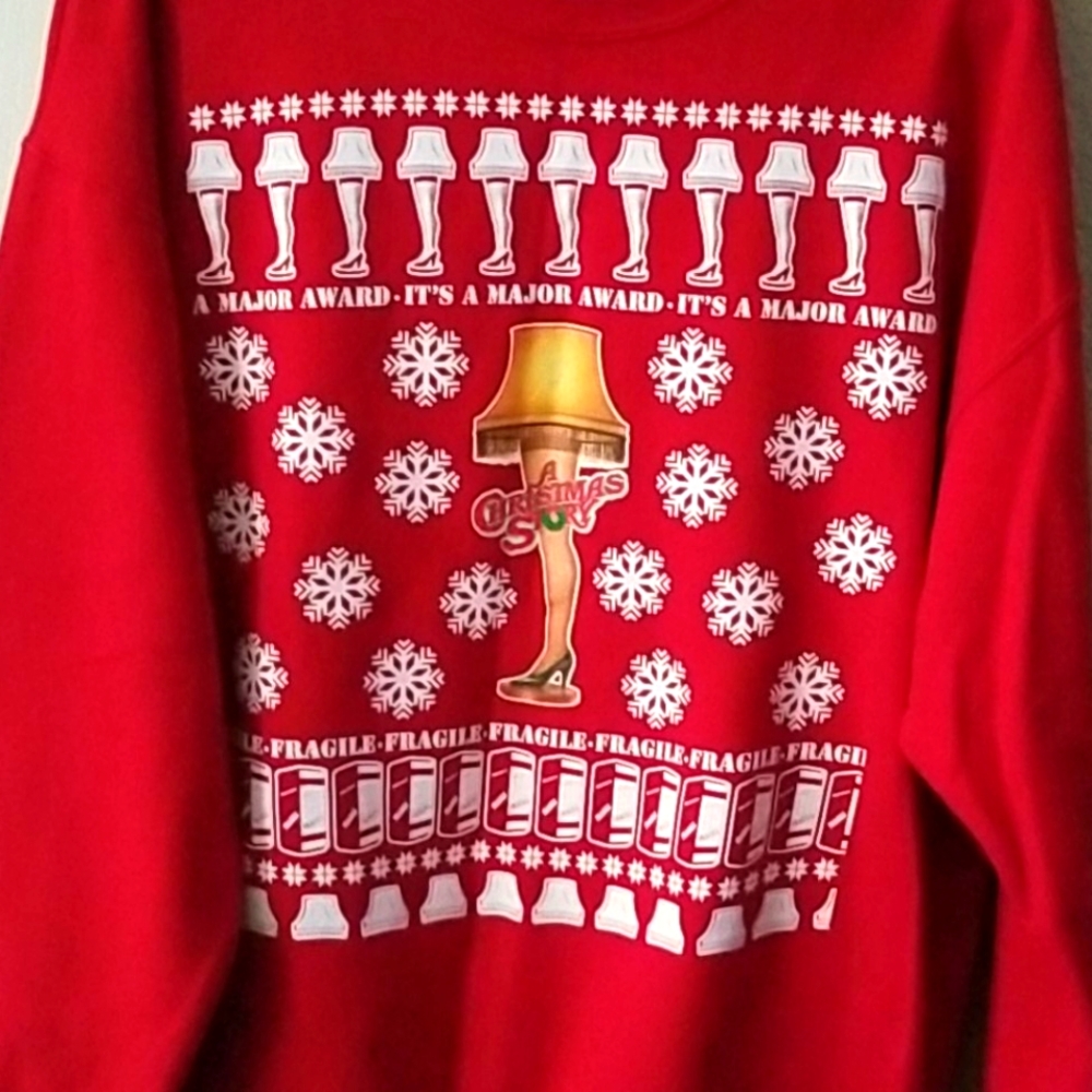 A Christmas story red fragile lamp ..sweatshirt
